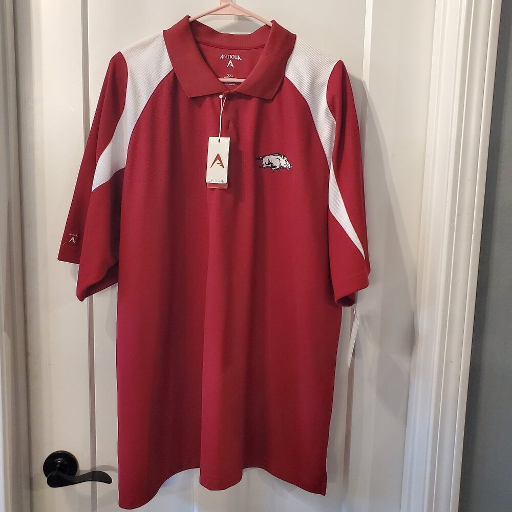 BNWT NCAA Arkansas Razorbacks Cardinal/White Polo Shirt- XXL